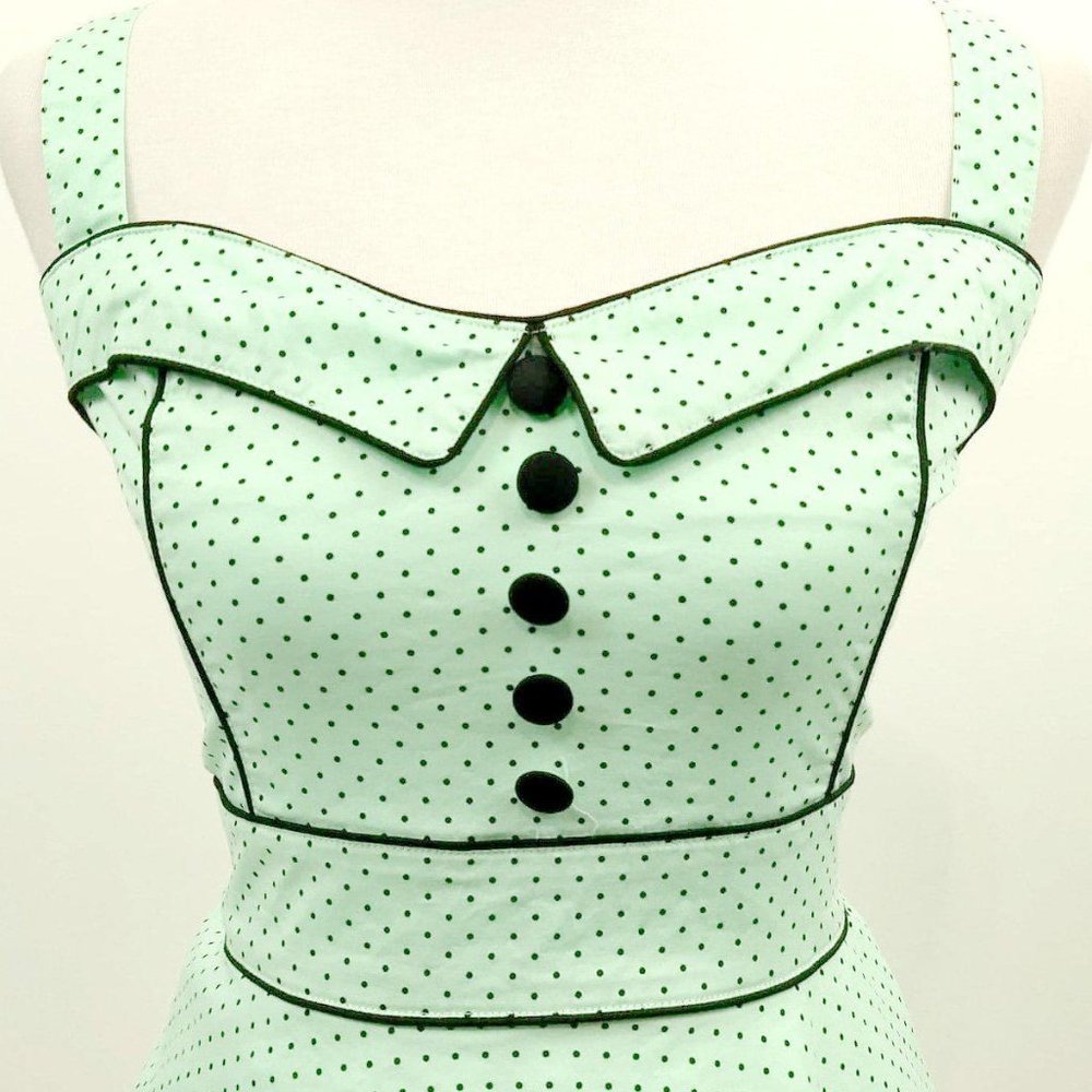 Hell Bunny Vanity Dotted Dress in Mint Green - Picture 6 of 8